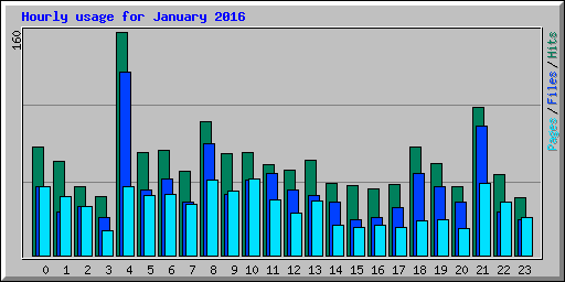 Hourly usage for January 2016