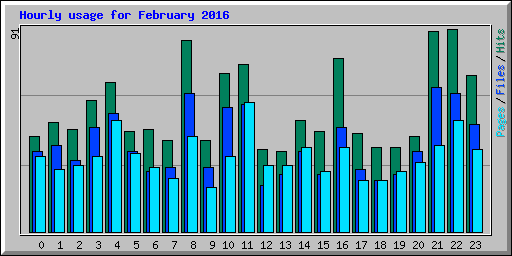 Hourly usage for February 2016